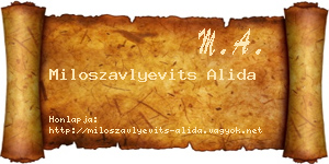 Miloszavlyevits Alida névjegykártya